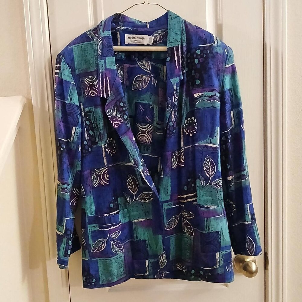 Vintage 80s/90s Alfred Dunner Abstract 3-piece Set Shirt Skirt & Blazer Sz 10/12